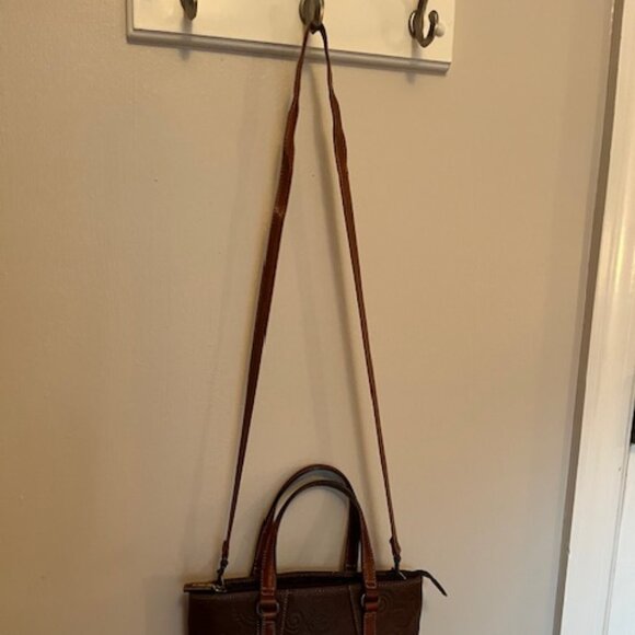 FOSSIL | Brown Floral Tooled Embossed Leather Crossbody or Handbag-EUC - Picture 16 of 16